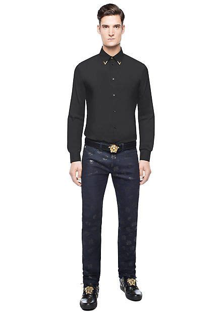 versace gold tipped collar shirt|Versace collection men shirt.